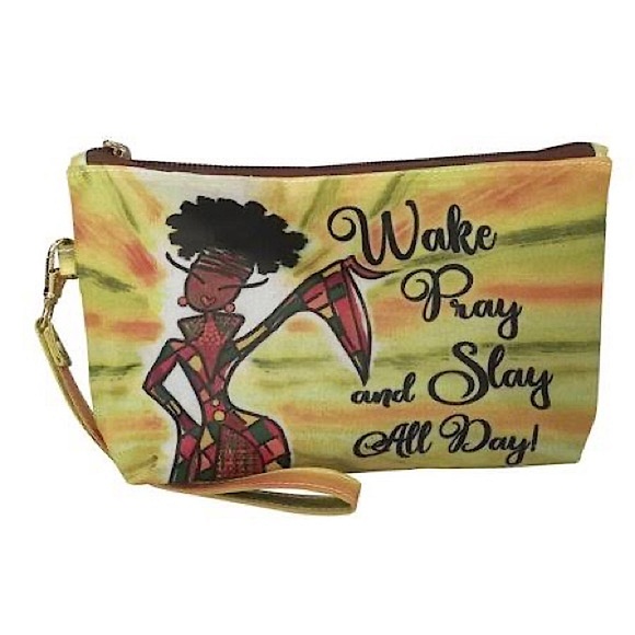 Shades of Color Handbags - Cosmetic Pouch by Shades of Color Wake Pray and Slay All Day NWT